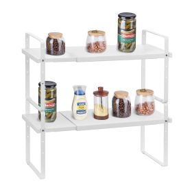 2 Tier Cabinet Organizer Shelf Counter Shelves Steel Kitchen Storage Spice Rack