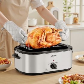 Electric Roaster Oven 24QT Electric Roasting Pan With 3 Bin Buffet Server (Option: silver)