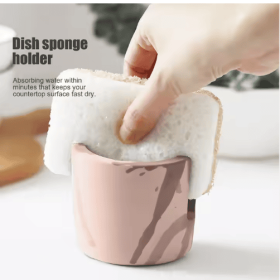 Diatom Mud Sponge Rack Kitchen & Bathroom Sink Caddy For Sponges Scrubbers (Option: Brown)