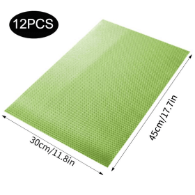 4 /8/12Pcs Refrigerator Liners; Washable Mats Covers Pads; Home Kitchen Gadgets Accessories Organization For Top Freezer Glass Shelf Wire Shelvin (Color: Green-12pcs)