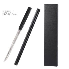 Portable Fruit Knife And Tea Knife, Longquan Laser-Patterned Overlord Tea Knife, Toy And Metal Ornament For Tea Ceremony (Option: Black)